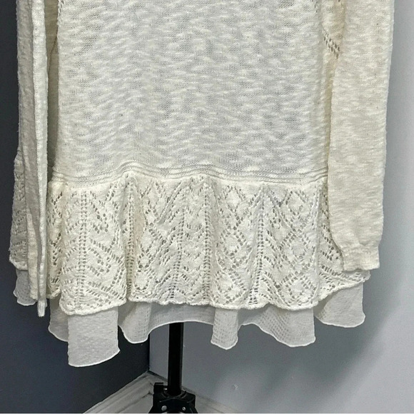 Vintage America Blues Cardigan Women's Large Ivory Boho Fairycore Romantic Sheer - Picture 6 of 12